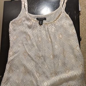 WHBM White Top with Beige and Gold